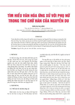 Tìm hiểu văn hóa ứng xử với phụ nữ trong thơ chữ Hán của Nguyễn Du
