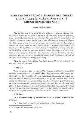 Tính khả biến trong tiếp nhận tiểu thuyết lịch sử Nguyễn Xuân Khánh nhìn từ những tiền đề tiếp nhận