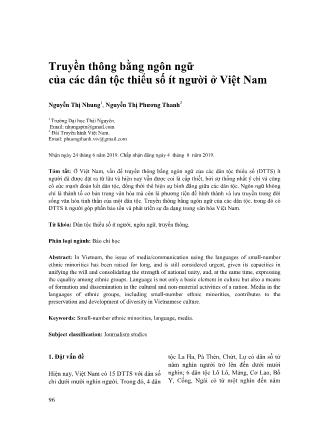 Truyền thông bằng ngôn ngữ của các dân tộc thiểu số ít người ở Việt Nam