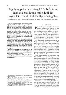 Ứng dụng phân tích thống kê đa biến trong đánh giá chất lượng nước dưới đất huyện Tân Thành, tỉnh Bà Rịa – Vũng Tàu