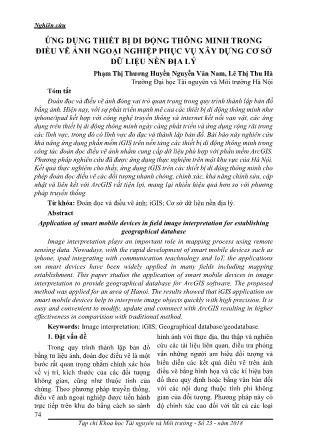 Ứng dụng thiết bị di động thông minh trong điều vẽ ảnh ngoại nghiệp vụ xây dựng cơ sở dữ liệu nền địa lý