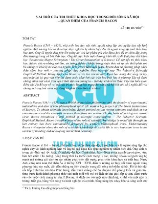 Vai trò của tri thức khoa học trong đời sống xã hội – quan điểm của Francis Bacon