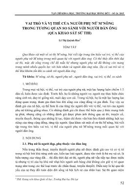 Vai trò và vị thế của người phụ nữ M’nông trong tương quan so sánh với người đàn ông (Qua khảo sát sử thi)