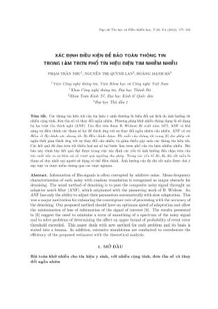 Xác định điều kiện để bảo toàn thông tin trong làm trơn phổ tín hiệu điện tim nhiễm nhiễu