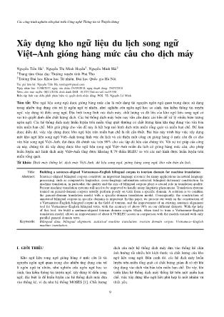 Xây dựng kho ngữ liệu du lịch song ngữ Việt – Anh gióng hàng mức câu cho dịch máy