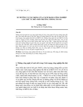 Xu hướng và tác động của cách mạng công nghiệp lần thứ tư đến môi trường thông tin số