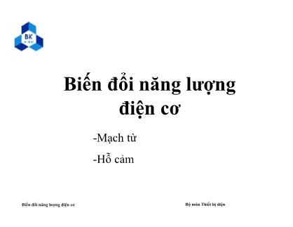 Bài giảng Biến đổi năng lượng điện cơ - Buổi 2