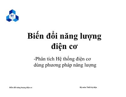 Bài giảng Biến đổi năng lượng điện cơ - Buổi 5