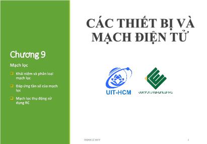 Bài giảng Các thiết bị và mạch điện tử - Chương 10: Mạch lọc