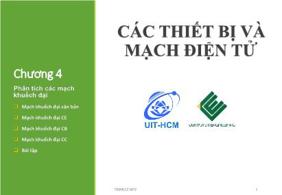 Bài giảng Các thiết bị và mạch điện tử - Chương 4: Phân tích các mạch khuếch đại