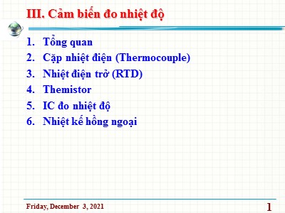 Bài giảng Cảm biến và đo lường - Chương 3: Cảm biến đo nhiệt độ