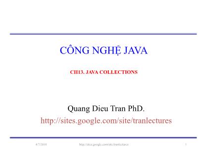 Bài giảng Công nghệ Java - Chương 12: Java Collections - Trần Quang Diệu