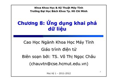 Bài giảng Khai phá dữ liệu - Chương 8: Ứng dụng khai phá dữ liệu - Võ Thị Ngọc Châu