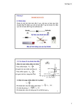 Bài giảng Kỹ thuật điện tử - Chương 2: Diode bán dẫn - Lê Chí Thông