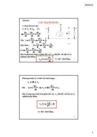 Bài giảng Kỹ thuật điện tử - Chương 6: Các mạch xung - Lê Chí Thông