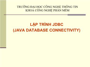 Bài giảng Lập trình Java - Chương 6: Lập trình JDBC