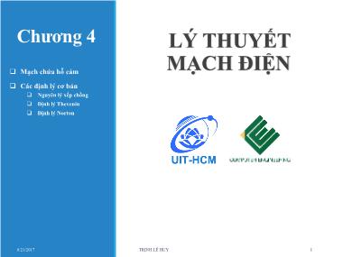 Bài giảng Lý thuyết mạch điện - Chương 4: Mạch chứa phần tử hỗ cảm - Trịnh Lê Huy