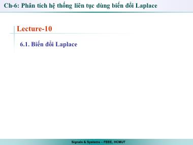 Bài giảng Tín hiệu và hệ thống - Bài 10 - Trần Quang Việt