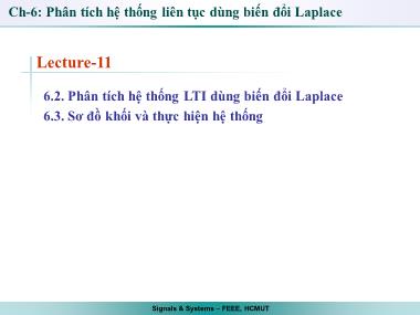 Bài giảng Tín hiệu và hệ thống - Bài 11 - Trần Quang Việt