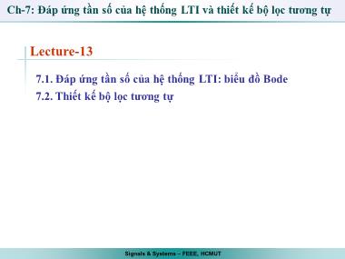 Bài giảng Tín hiệu và hệ thống - Bài 13 - Trần Quang Việt