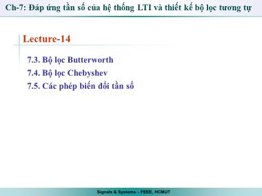 Bài giảng Tín hiệu và hệ thống - Bài 14 - Trần Quang Việt