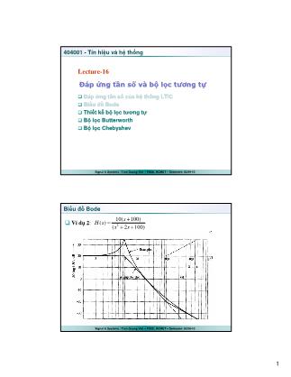 Bài giảng Tín hiệu và hệ thống - Bài 16 - Trần Quang Việt