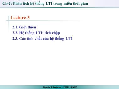 Bài giảng Tín hiệu và hệ thống - Bài 3 - Trần Quang Việt