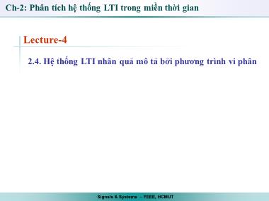 Bài giảng Tín hiệu và hệ thống - Bài 4 - Trần Quang Việt