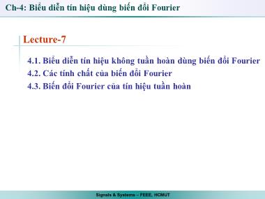 Bài giảng Tín hiệu và hệ thống - Bài 7 - Trần Quang Việt