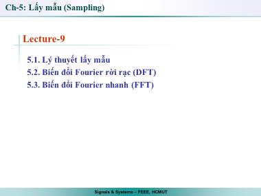 Bài giảng Tín hiệu và hệ thống - Bài 9 - Trần Quang Việt