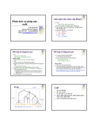 Bài giảng Xử lý ngôn ngữ tự nhiên - Bài 4, Phần 1: Phân tích cú pháp xác suất - Lê Thanh Hương