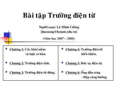 Bài tập Trường điện từ - Chương 1: Các khái niệm và luật cơ bản - Lê Minh Cường