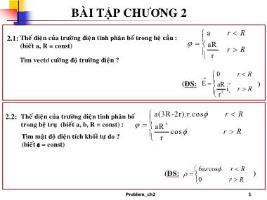 Bài tập Trường điện từ - Chương 2: Trường điện tĩnh - Lê Minh Cường