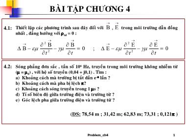 Bài tập Trường điện từ - Chương 4: Trường điện từ biến thiên - Lê Minh Cường