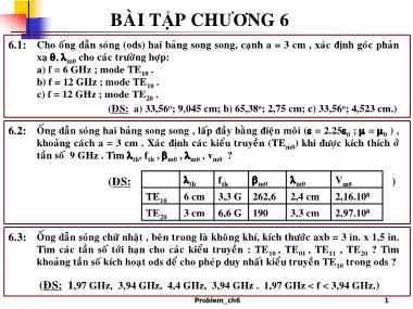 Bài tập Trường điện từ - Chương 6: Ống dẫn sóng, hộp cộng hưởng - Lê Minh Cường