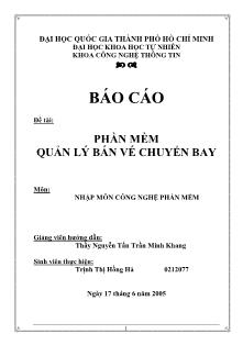 Báo cáo Phần mềm quản lý bán vé chuyến bay