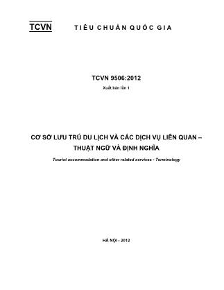 Cơ sở lưu trú du lịch và các dịch vụ liên quan – thuật ngữ và định nghĩa