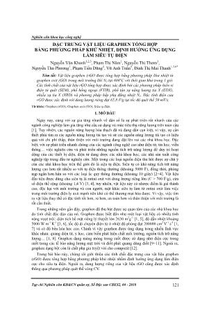 Đặc trưng vật liệu Graphen tổng hợp bằng phương pháp khử nhiệt, định hướng ứng dụng làm siêu tụ điện