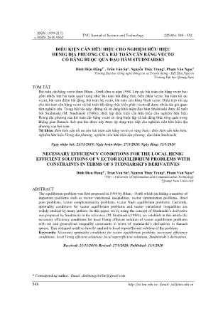 Điều kiện cần hữu hiệu cho nghiệm hữu hiệu Henig địa phương của bài toán cân bằng vectơ có ràng buộc qua đạo hàm Studniarski