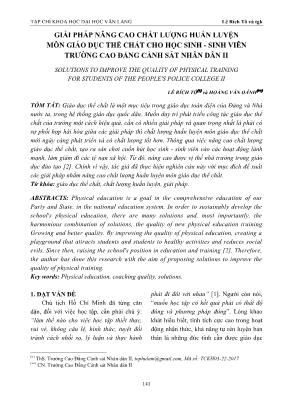 Giải pháp nâng cao chất lượng huấn luyện môn giáo dục thể chất cho học sinh - Sinh viên trường cao đẳng cảnh sát nhân dân II
