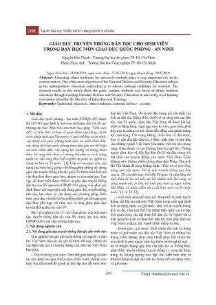 Giáo dục truyền thống dân tộc cho sinh viên trong dạy học môn Giáo dục quốc phòng - an ninh