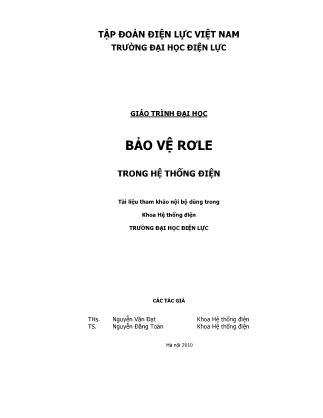 Giáo trình Bảo vệ rơle trong hệ thống điện