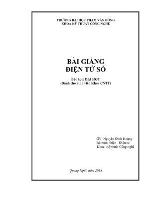 Giáo trình Điện tử số (Phần 1)