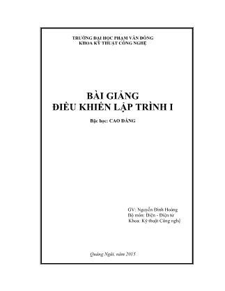 Giáo trình Điều khiển lập trình I