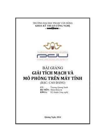 Giáo trình Giải tích mạch và mô phỏng trên máy tính