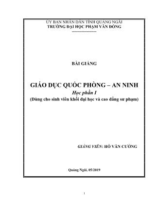 Giáo trình Giáo dục quốc phòng an ninh (Phần 1)