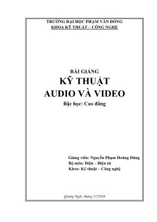 Giáo trình Kỹ thuật audio và video