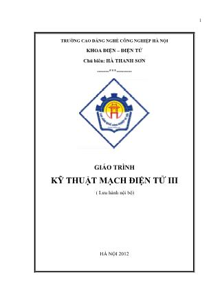 Giáo trình Kỹ thuật mạch điện tử III