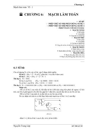 Giáo trình Kỹ thuật số - Chương 6: Mạch làm toán