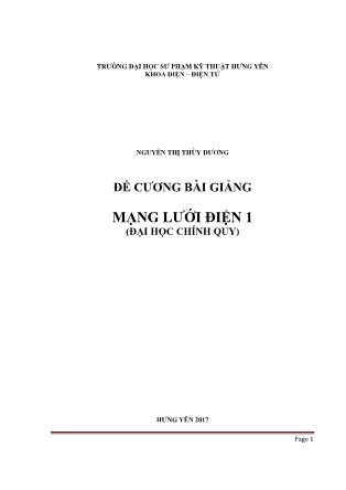 Giáo trình Mạng lưới điện 1